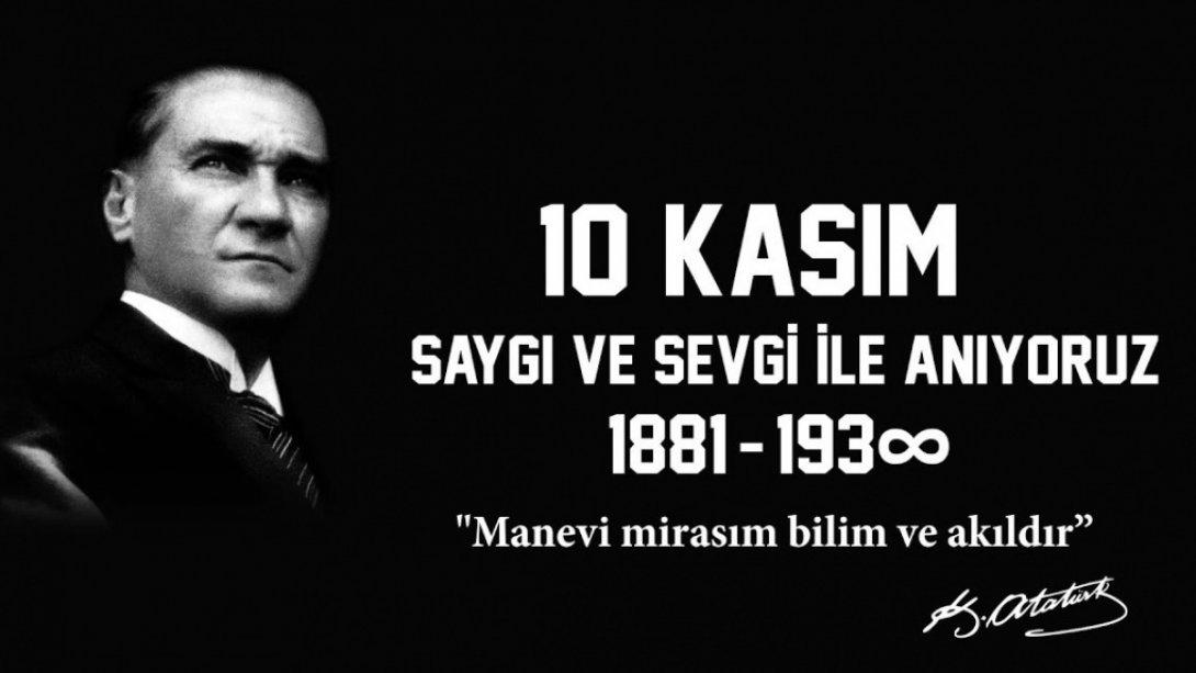 10 Kasım Atatürk'ü Anma Mesajı